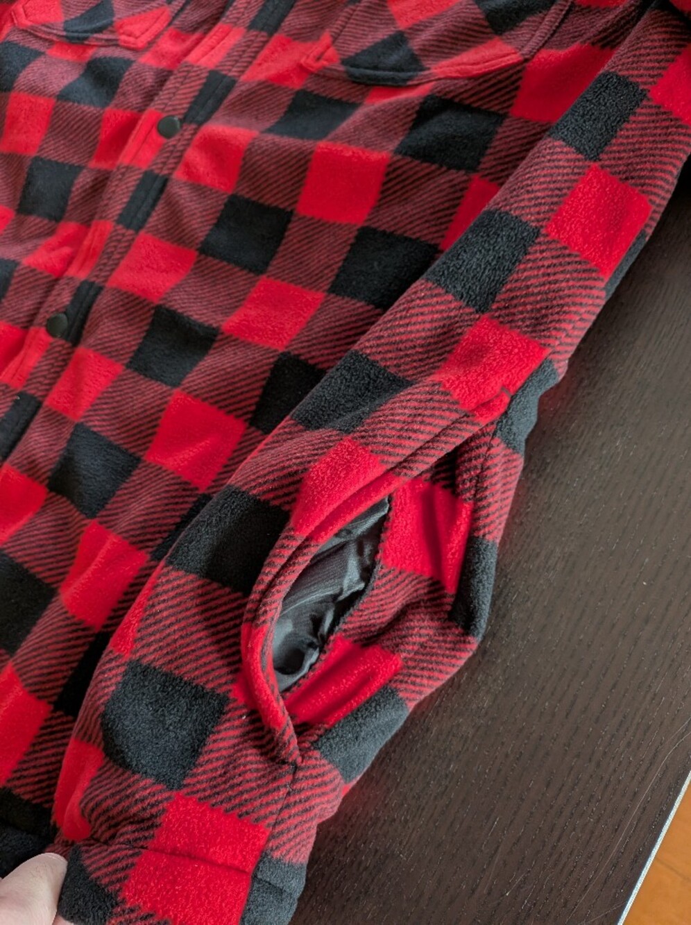 Volcom Mens Fleece Quilt Lined Overshirt Insulated Jacket Red Buffalo Plaid XL - Picture 7 of 13